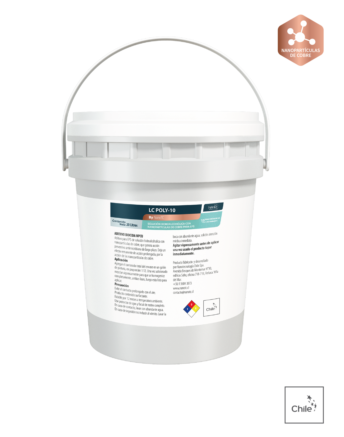 LC Poly-10 Aditivo hidroalcohólico con nanopartículas de cobre para EPS