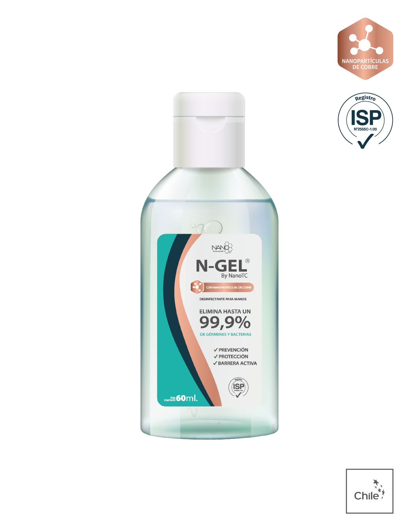 N Gel – Alcohol gel sanitizante con nanopartículas de cobre